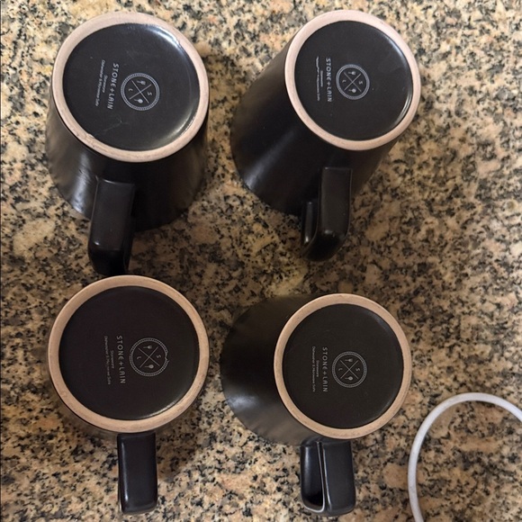 Stone + Lain Black Coffee Mugs Set 4 - Picture 1 of 5